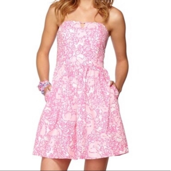 lilly pulitzer pink strapless dress